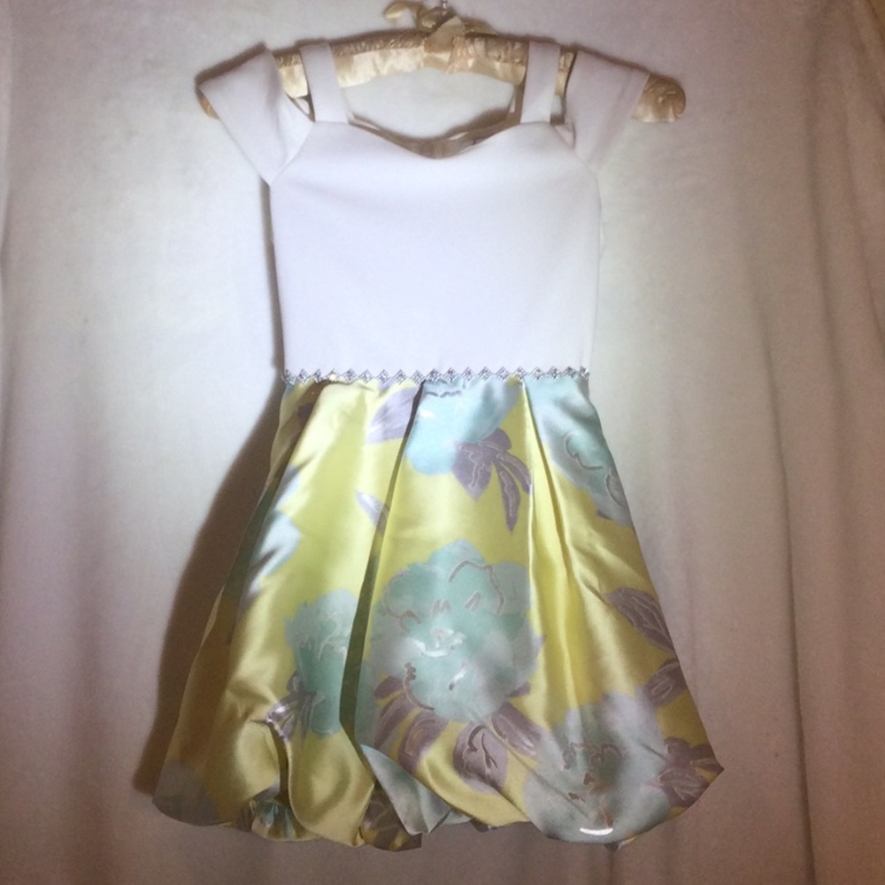 Speechless Dress, birthday, party, church Easter-white, green & yellow Girl’s 7
